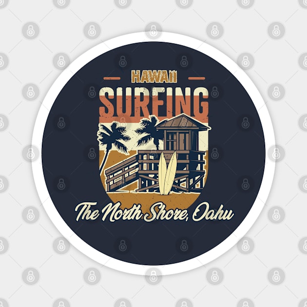 The North Shore, Oahu, Hawaii Surfing Magnet by Graficof